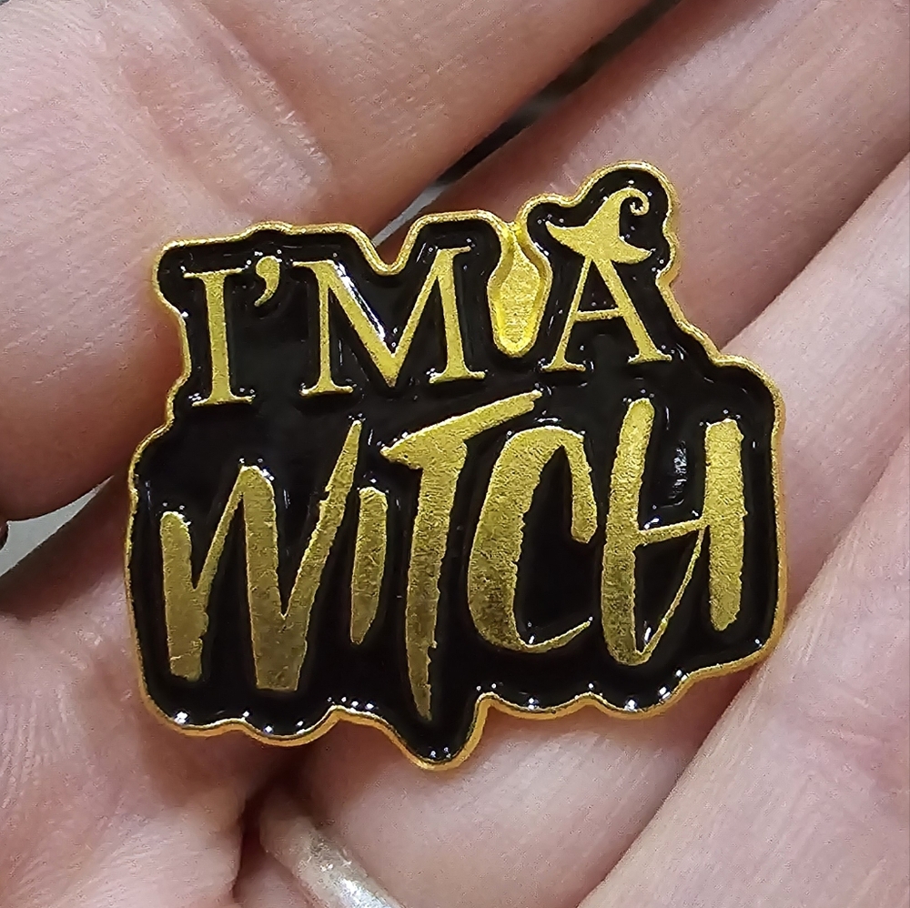 Metal Enamel Lapel Pin | I'm A Witch | Gold & Black - Picture 2 of 3